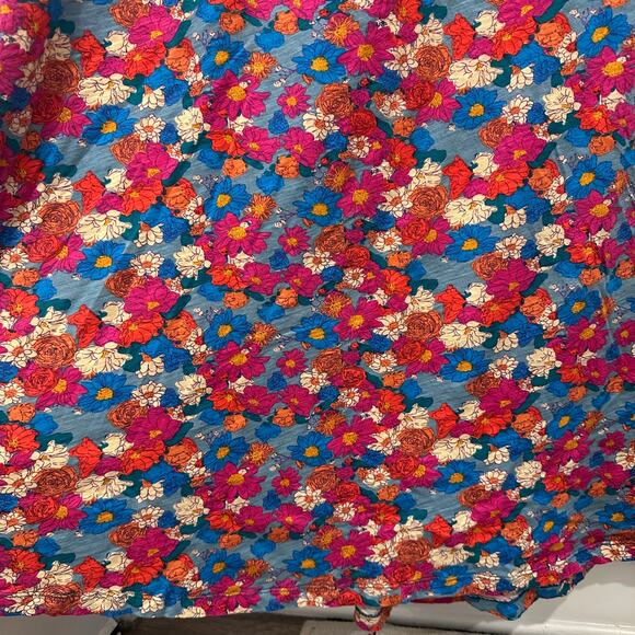 Natural Life Pink Blue Floral Hangout Cotton Jersey Midi Tank Dress Boho Cottage - Picture 6 of 10